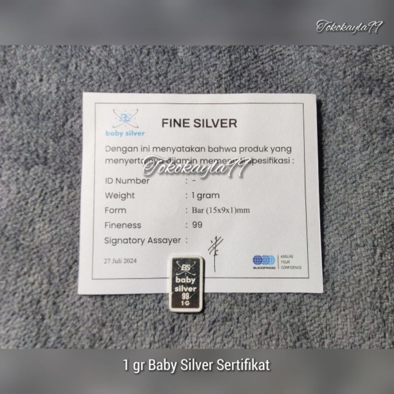 Al Fath 1 gr - Nisfu BMN {Classic) - Baby Silver - Key Silver - Perak Batangan Fine Silver 999