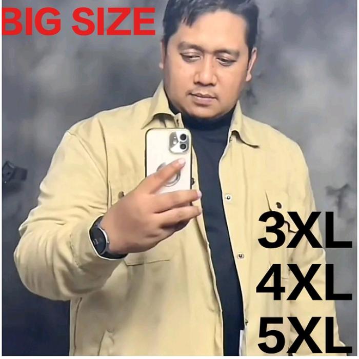 TRUCKER JAKET PRIA JUMBO 3XL 4XL 5XL KATUN POLOS REDWOOD WORK JACKET