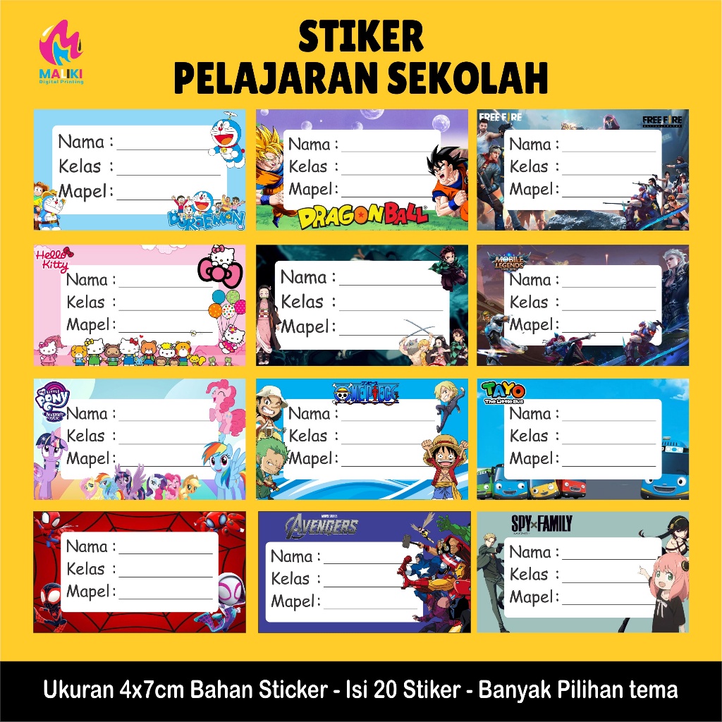 

Unik Isi 20 Stiker Mapel - Label Buku Pelajaran Sekolah - Stiker Mata Pelajaran