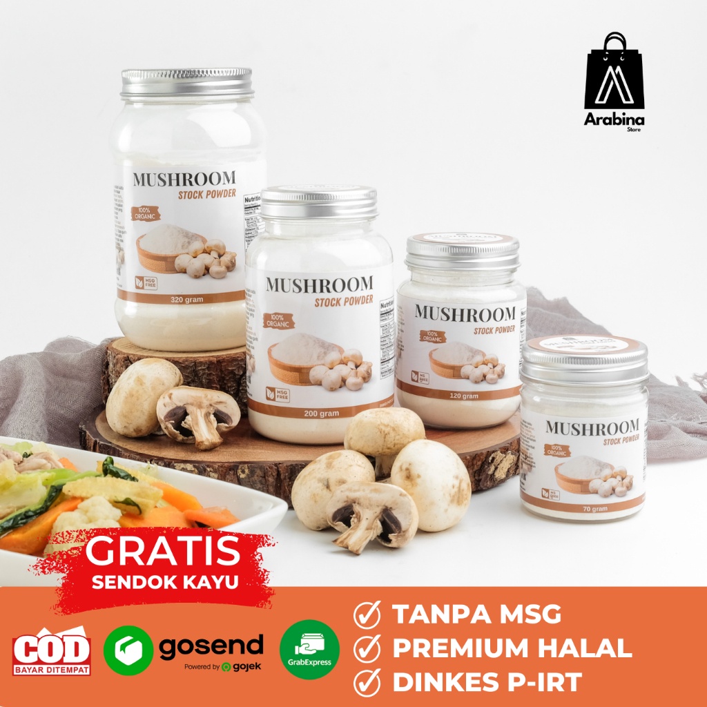 

HJE Arabina Kaldu Jamur Non MSG Bumbu Penyedap Rasa Mushroom Seasoning Powder