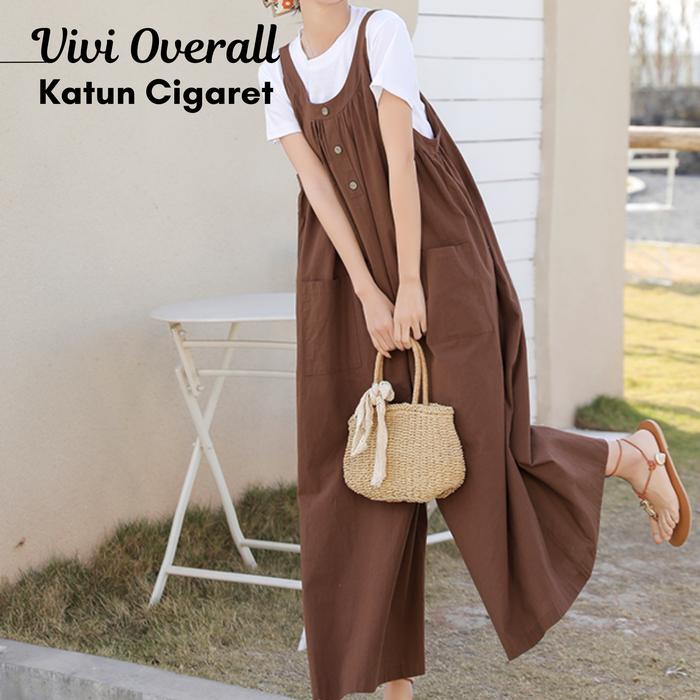 Intana More Vivi Overall Celana Kulot Panjang Jumpsuit Korean Style Hijab Outfits Wanita Remaja