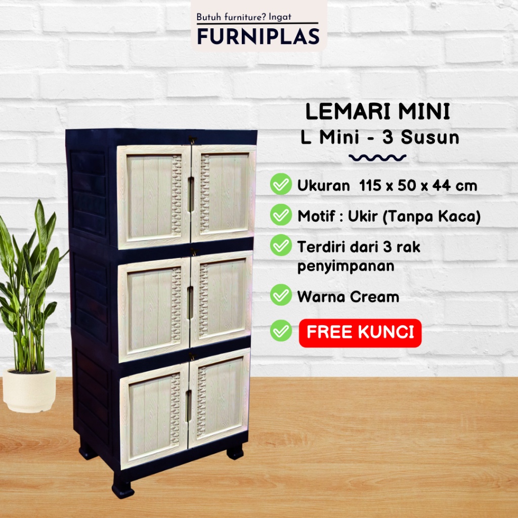 Disc Lemari Mini / Lemari Plastik / Lemari Pakaian / Lemari Susun / Lemari Plastik Susun 3 - Wapolin