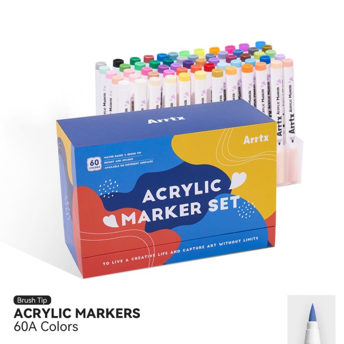 

Arrtx acrylic brush marker/spidol 60A (basic/neon/metallic color)
