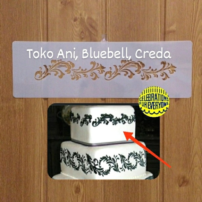 

Designer Stencil : Filigree Damask Cake Slide #3 , 3.4 x 24 cm.