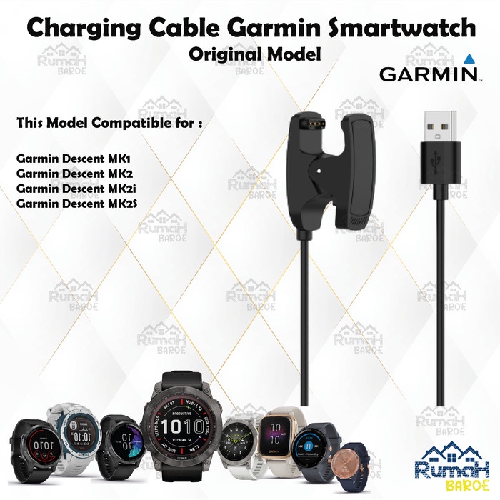 Kabel Charger Garmin Smartwatch Descent Mk1/Mk2/Mk2I/Mk2S Cable Usb Charger Smartwatch Ori Quality