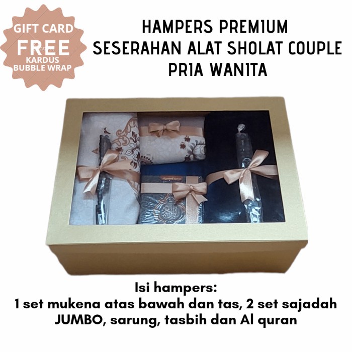

HAMPERS PREMIUM KADO ULTAH WEDDING COUPLE PRAYER SET SAJADAH JUMBO 1