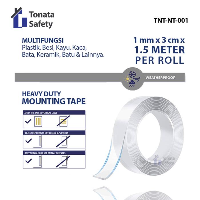Nano Tape Tonata / Double Tape Bening Tahan Air / 1 Mm 3 Cm X 1,5 Meter Good Quality
