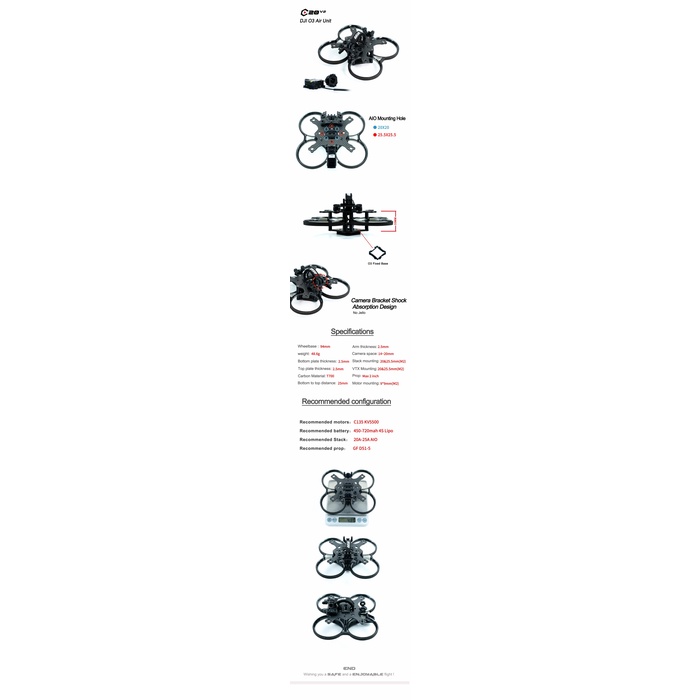 Axisflying Cineon C20 2.0-Inch Cinewhoop Premium Fpv Drone Frame