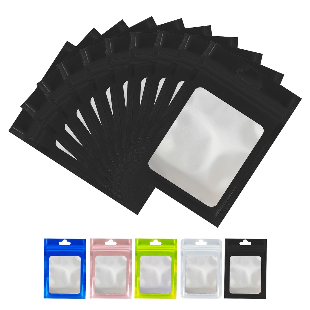 100Pcs Matte Black Mylar Foil Zip Lock Bag For Iphone 14 Pro Case Hang Hole Reusable Tear Notch Food