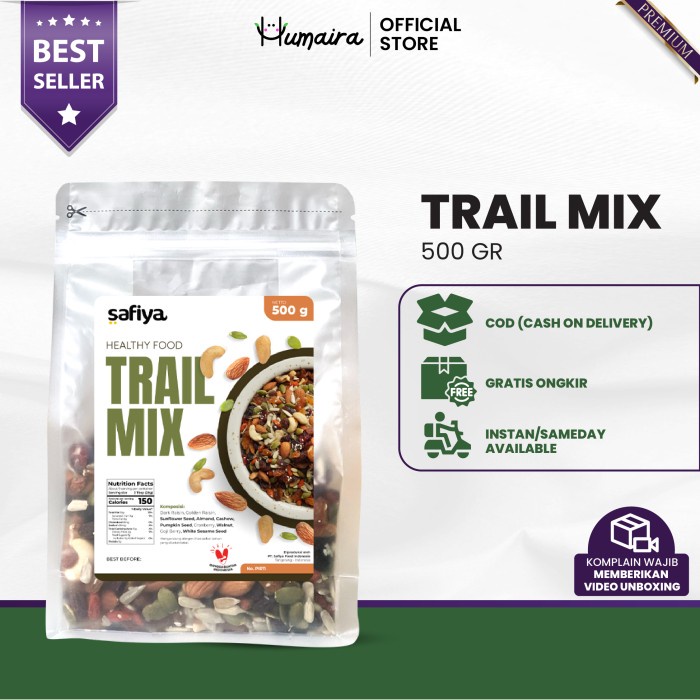 

Trail Mix Safiya 500 Gram - Dried Mixed Fruit Seed & Nut Cemilan Sehat