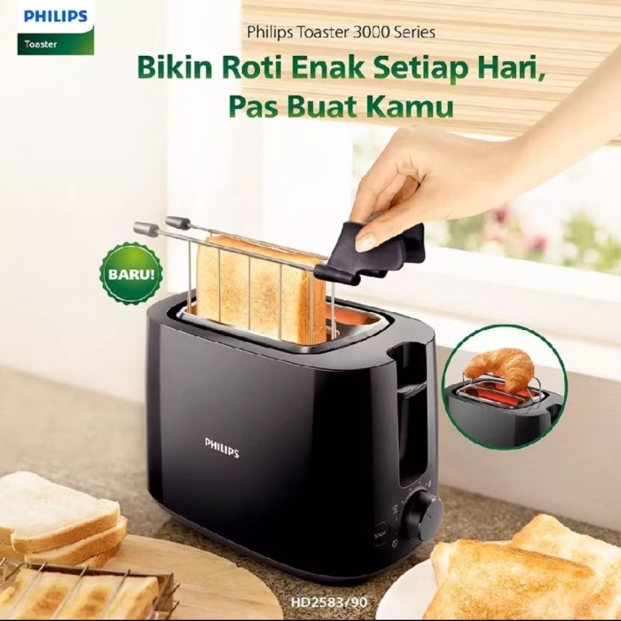 Philips Hd2583/90 Toaster Pemanggang Roti Bakar Sandwich Low Watt - Asli