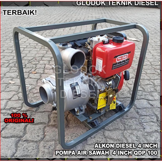BERKUALITAS QDP-100 ORIGINAL Mesin Pompa Alkon Diesel Solar 4" Inch Waterpump Hisap Sedot Air Sawah