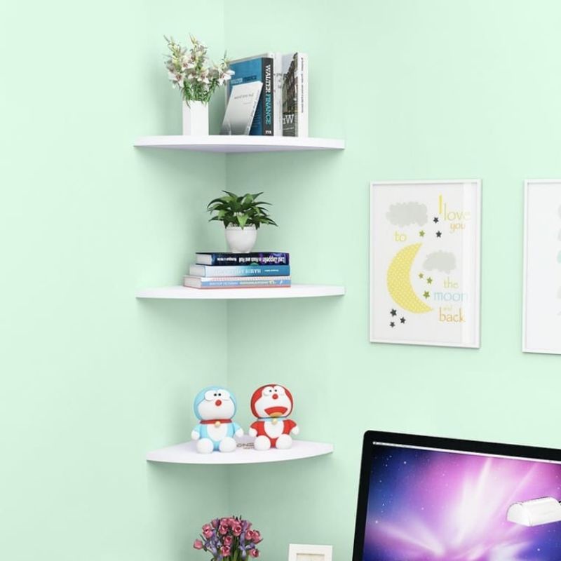 FREE ONGKIR RAK GANTUNG SUDUT SET HIASAN AMBALAN SUDUT DEKORASI RAK SUDUT HIASAN RUMAH RAK DINDING