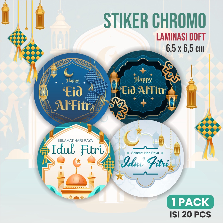 

IK! (20 pcs) Sticker Bulat Idul Fitri Sticker Lebaran Ramadan Cookies Kue Kering Hampers Kado Hadiah