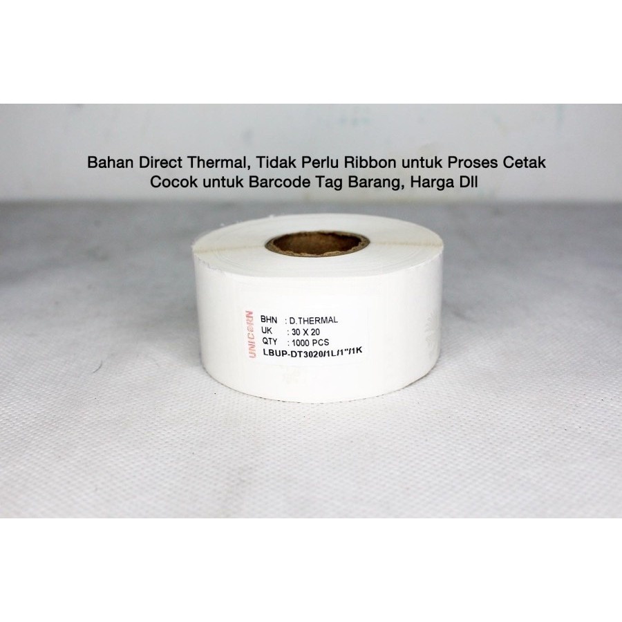 

IK! Stiker Label Barcode Thermal 30x20 mm / 30 x 20 mm / 30x20mm 1 Core 1 inch isi 1.000pcs