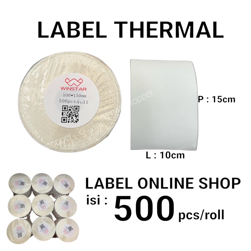 

iK! Label Barcode 100 x 150 / Kertas Sticker Thermal Resi 100x150MM WINSTAR ISI 500