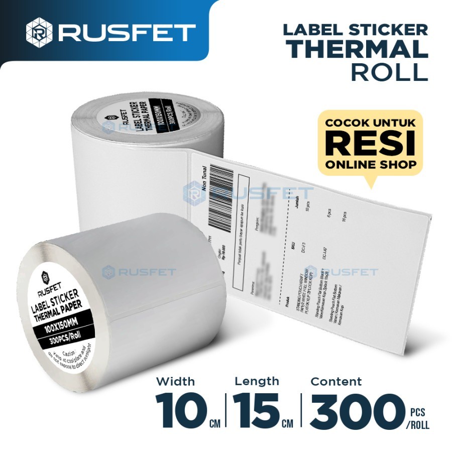 

IK! RUSFET Label Barcode 100 X 150 Kertas Sticker THERMAL 100x150 mm Label Resi