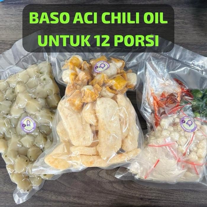 

Ready [ Paket 1 Kemasan Untuk 12 Porsi ] Bakso Aci Chili Oil Instan Pedas Murah Meriah