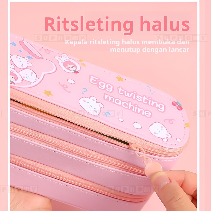 

iK! Tempat Pencil Tas Pensil kotak pensil aesthetic tempat alat tulis Bahan PVC berkapasitas besar