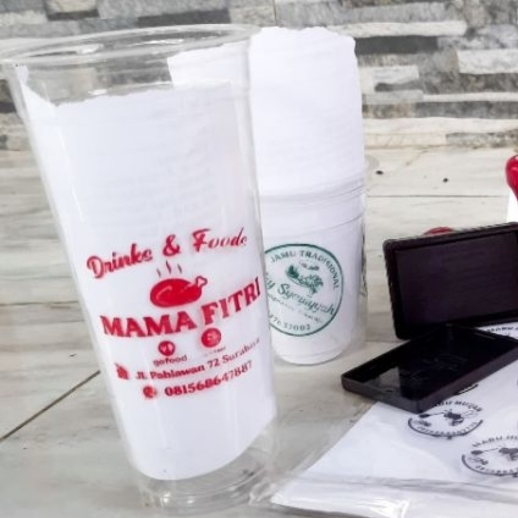 

iK! Stempel Plastik Cup - Kantong Kresek - Ziplock Dll - Free Desn - Free Tinta Refill