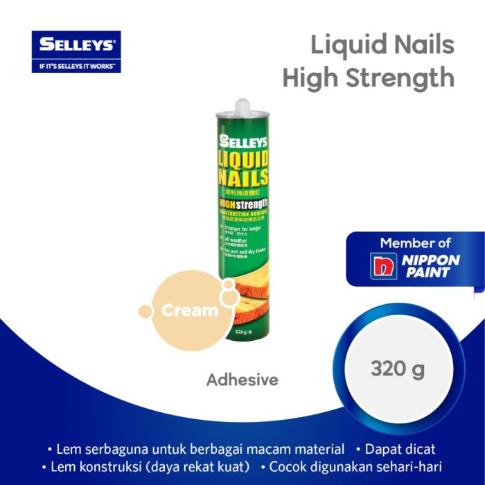 

READY STOK SELLEYS LIQUID NAILS HIGH STRENGTH / PEREKAT SERBA GUNA 320 GRAM READYY