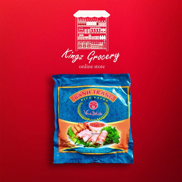 

HJK Banh Trang Rice Paper Kulit Lumpia Vietnam uk. 22cm. 400gr.