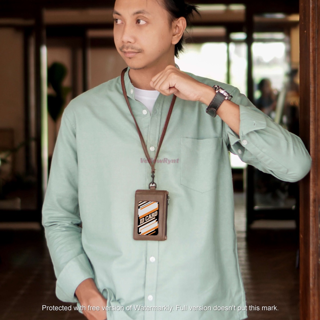 

iK! NAME TAG DAN LANYARD ID CARD HOLDER KULIT KANTOR CUSTOM ID CARD NAME TAG RESLETING MELUWE