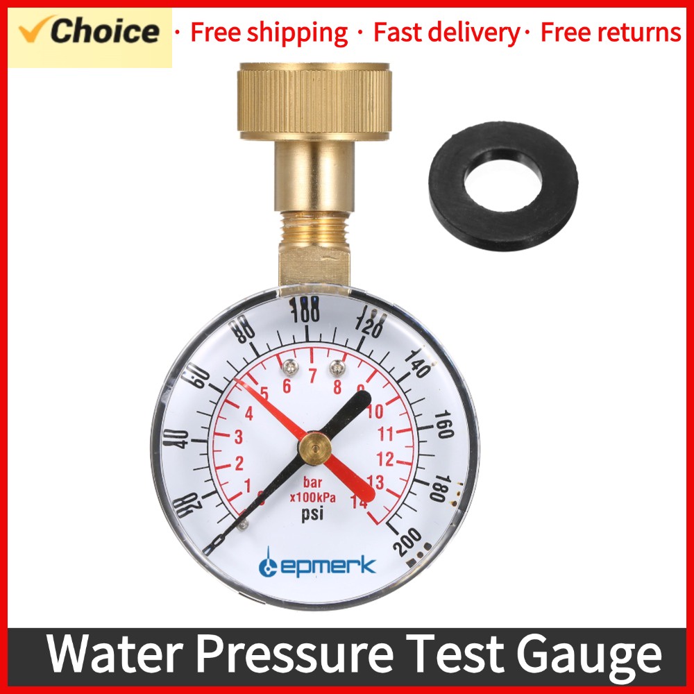 Pressure Gauge Lepmerk 2- 1/2'' Pressure Gauge Water Pressure Test Gauge 3/4'' Female Hose Thread 0-