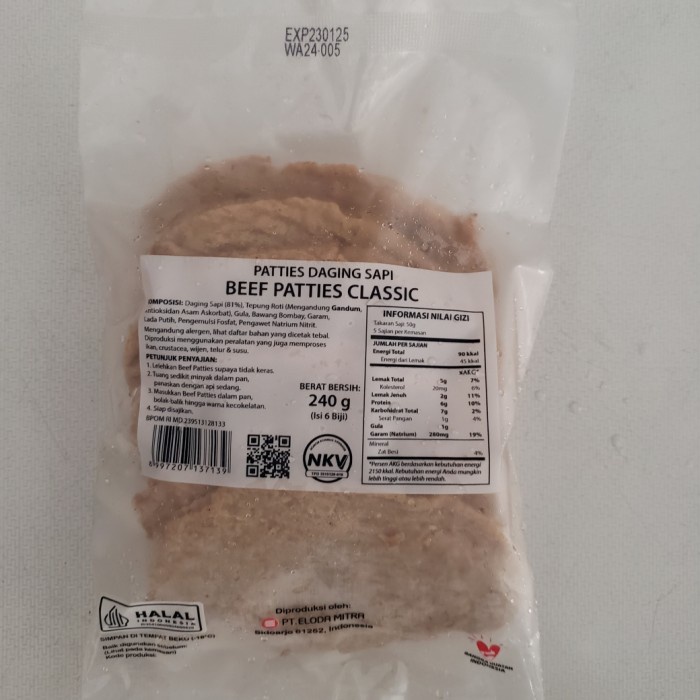 

HJK Bernardi Beef Patties 6s 240gr Daging Burger Sapi Classic Premium
