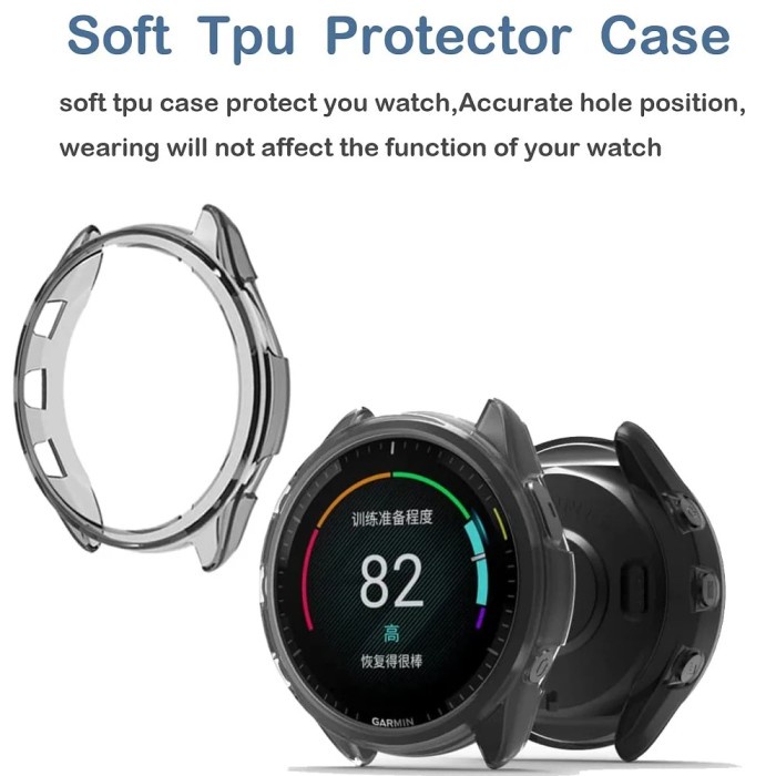 Rubber Case TPU Soft Bumper For GARMIN FORERUNNER 265 - FORERUNNER 265s - FORERUNNER 255 Watch
