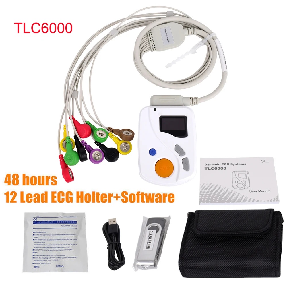 SFC TLC6000 Dynamic Holter ECG 12-lead 48 Hours Analyzer Recorder System, Usb Pc Sw