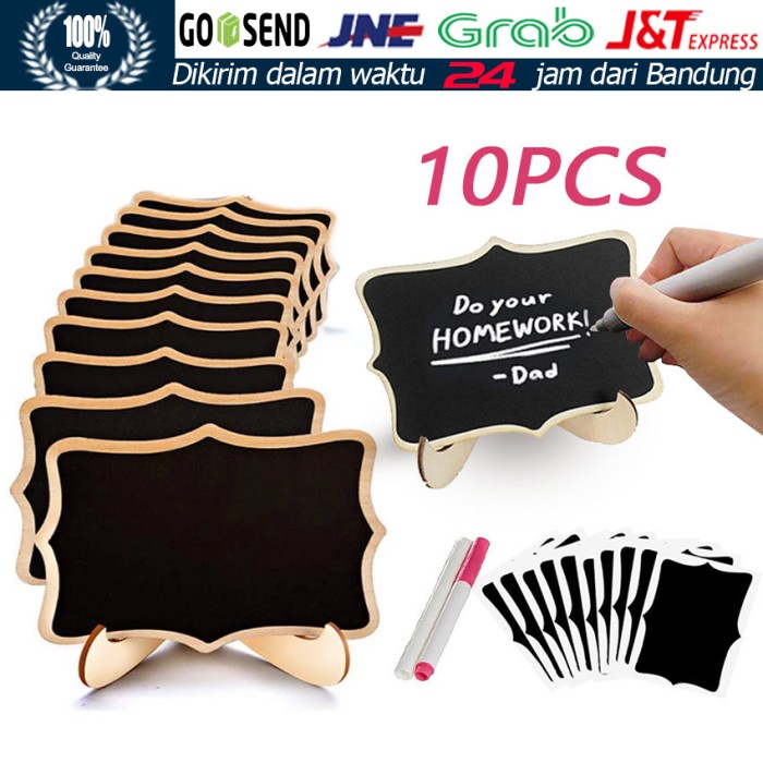 

ATKJaya- 10Pcs Mini Black Chalkboard Message Papan Tulis Menu Mini Kayu