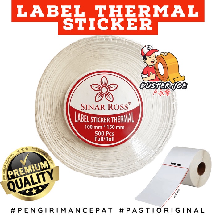 

ATKJaya- Sinar Ross Label Kertas Thermal 100x150 isi 500 LEMBAR PER 1 ROL