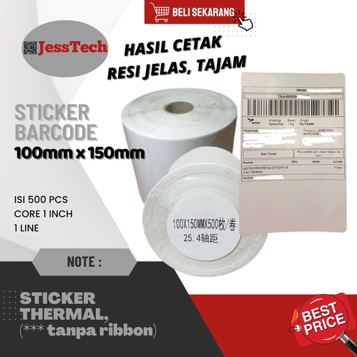 

ATKJaya- LABEL STIKER RESI 100x150mm 10x15cm 100 x 150 sticker A6 isi 500