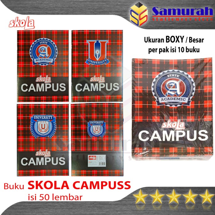 

ATKJaya- Buku Tulis Skola Campus B5 isi 50 Lembar Per Pak 10 Buku Ukuran Boxy