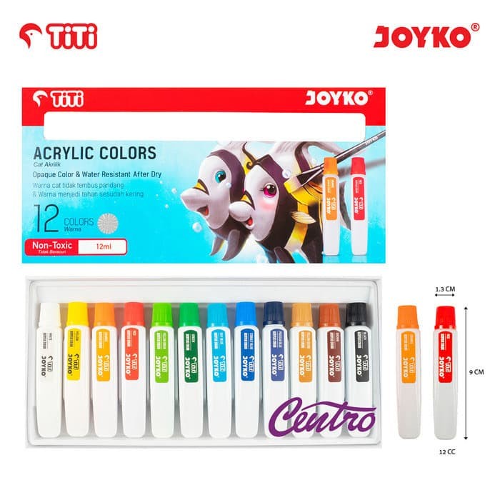 

ATKJaya- TiTi Acrylic Color Paint Cat Akrilik AC-12ML-12 Warna Colors ORIGINAL