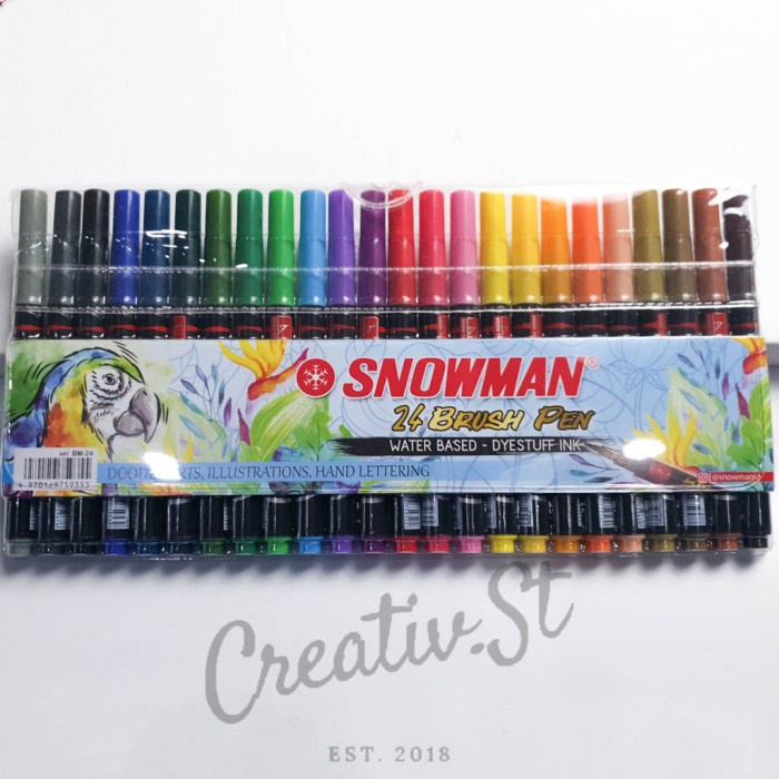ATKJaya- Brush Pen / Spidol Kaligrafi Snowman SET 6 12 24 36 + Plastik