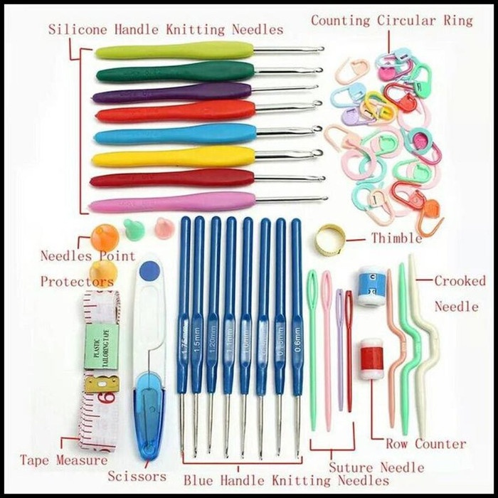 ATKJaya- Alat Rajut Set / Hakpen Set / Perlengkapan Rajut Set / Jarum Rajut Set