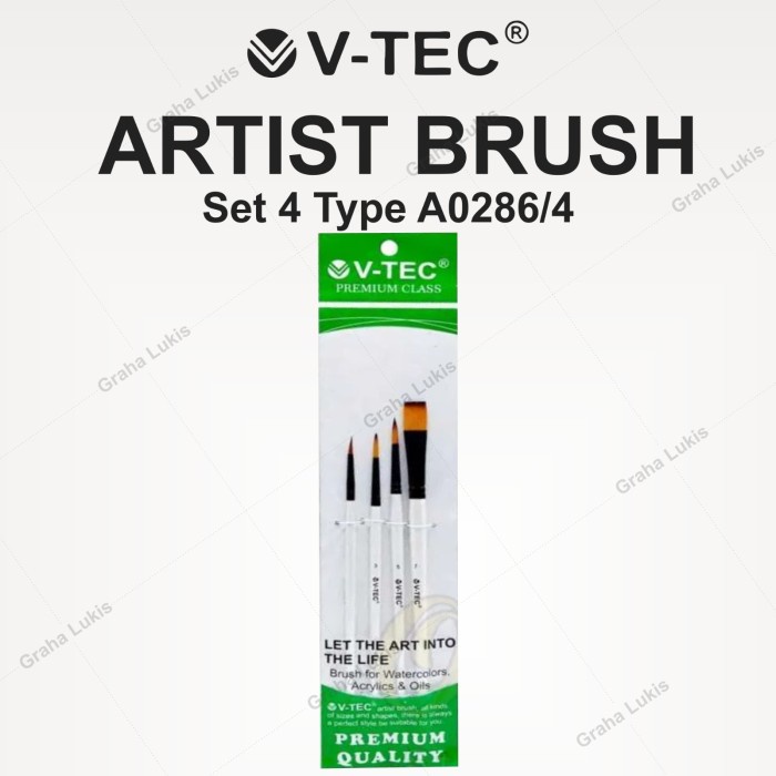 

ATKJaya- V-Tec Brush A0286 Set 4 / Kuas Lukis Set 4