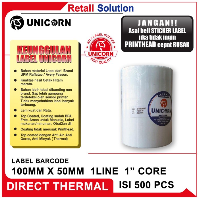 

ATKJaya- Stiker Label Barcode Thermal 100x50 mm / 100 x 50 mm / 100x50mm