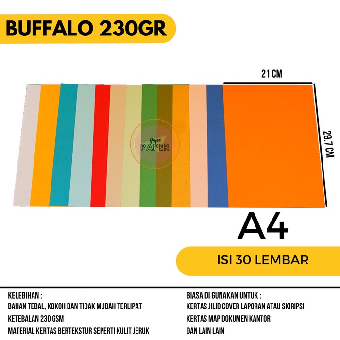 

ATKJaya- Kertas Buffalo 230 Gsm ukuran A4 (21 cm x 29.7 cm) isi 30 lembar