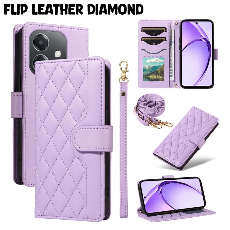 NEW FLIP COVER LEATHER DIAMOND Case Oppo Reno 12 Pro 5G 12F 4G 5G 12 5G Reno 11 Pro 5G 11F 5G 11 5G 