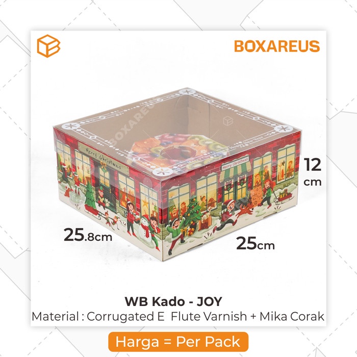 

SOUVEN- Box Mika Hadiah Natal Dus Kotak Kue Packaging Cake Christmas WB KADO