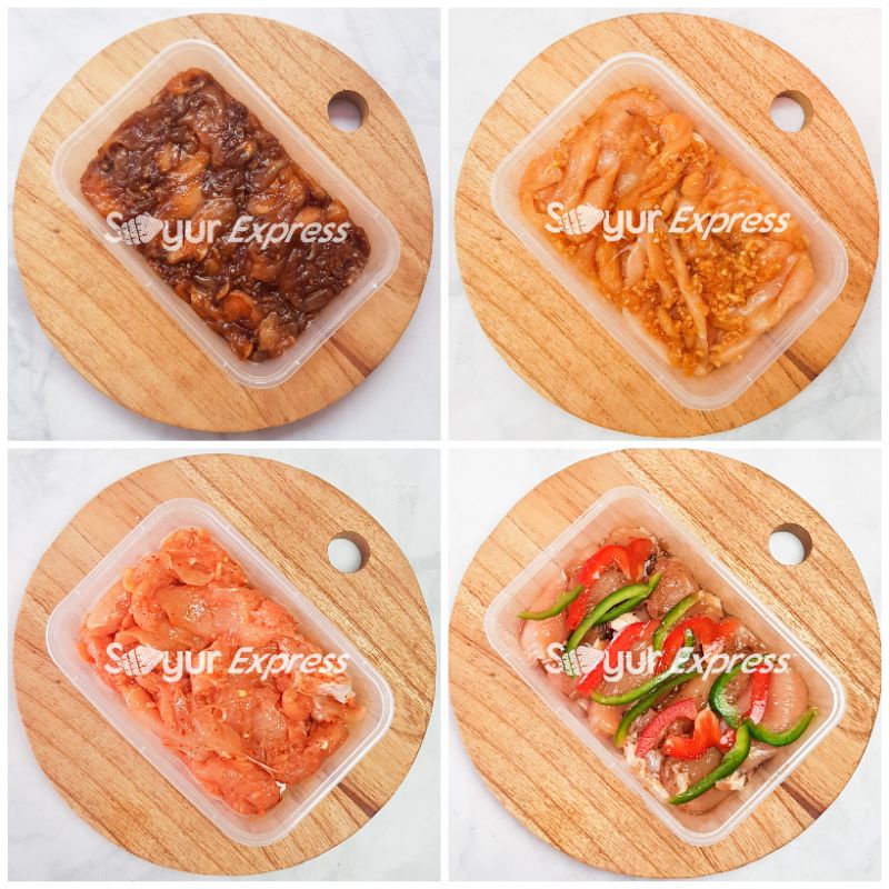 

KIRIM INSTAN Ayam Marinasi Teriyaki, Bulgogi, Gochujang, Lada Hitam, Thyme Lemon