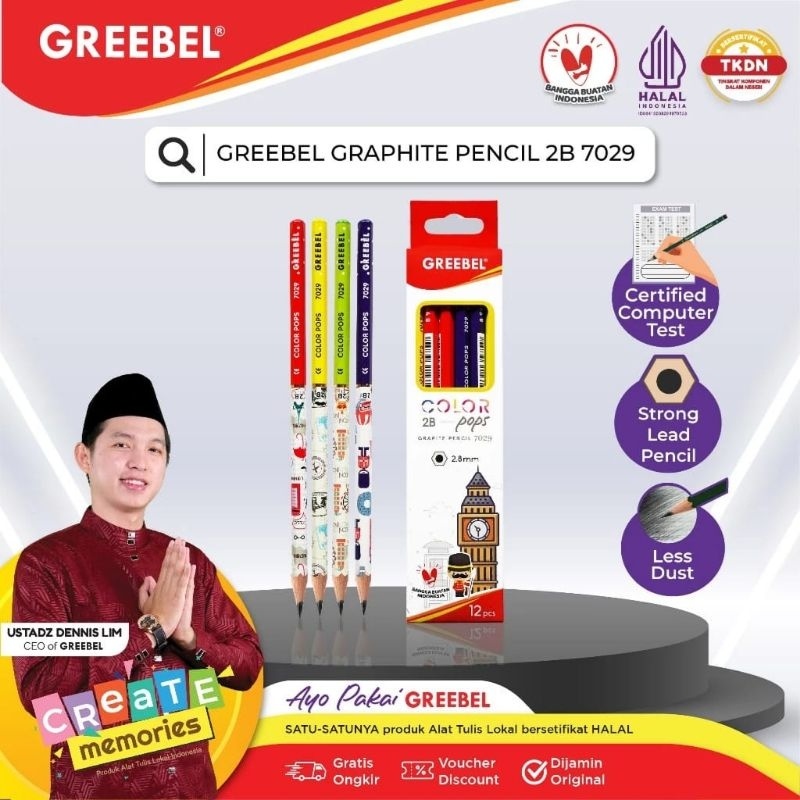 

IK! Greebel Pensil Kayu 2B 7029 Colour Pop 12 Pcs / Pensil Karakter/Grafit/Graphite