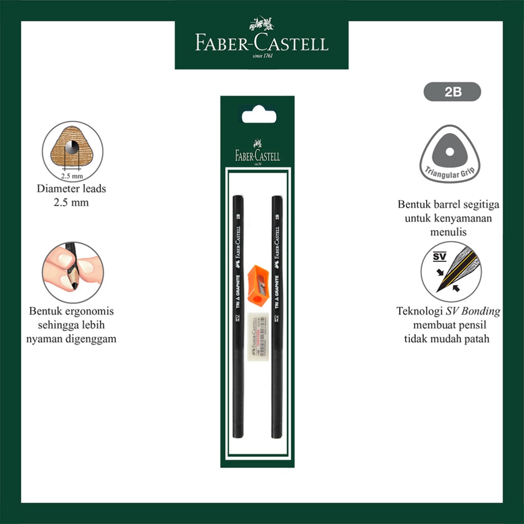 IK! Paket Hemat Pensil 2B Rautan dan penghapus Faber Castell