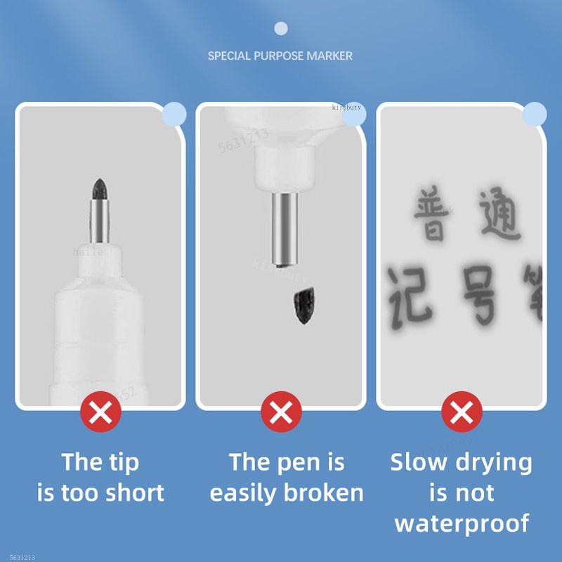 

IK! 5pcs Spidol Tukang Spidol Warna Warni Marker Long Head Marker Anti Air Spidol Tukang Kayu