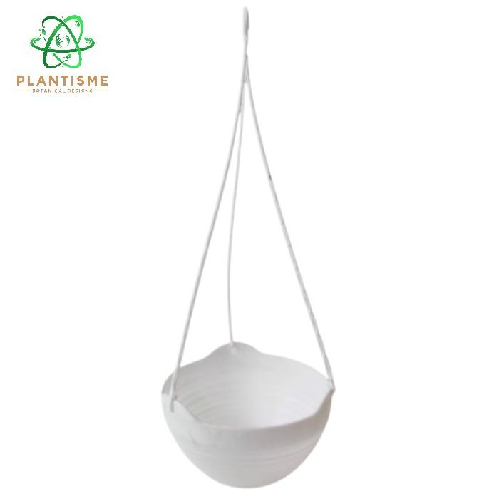 Pot Plastik Gantung Ulir Putih Ukuran 20Cm & 25Cm, Elegan, Kokoh & Ideal Untuk Tanaman Hias Indoor &