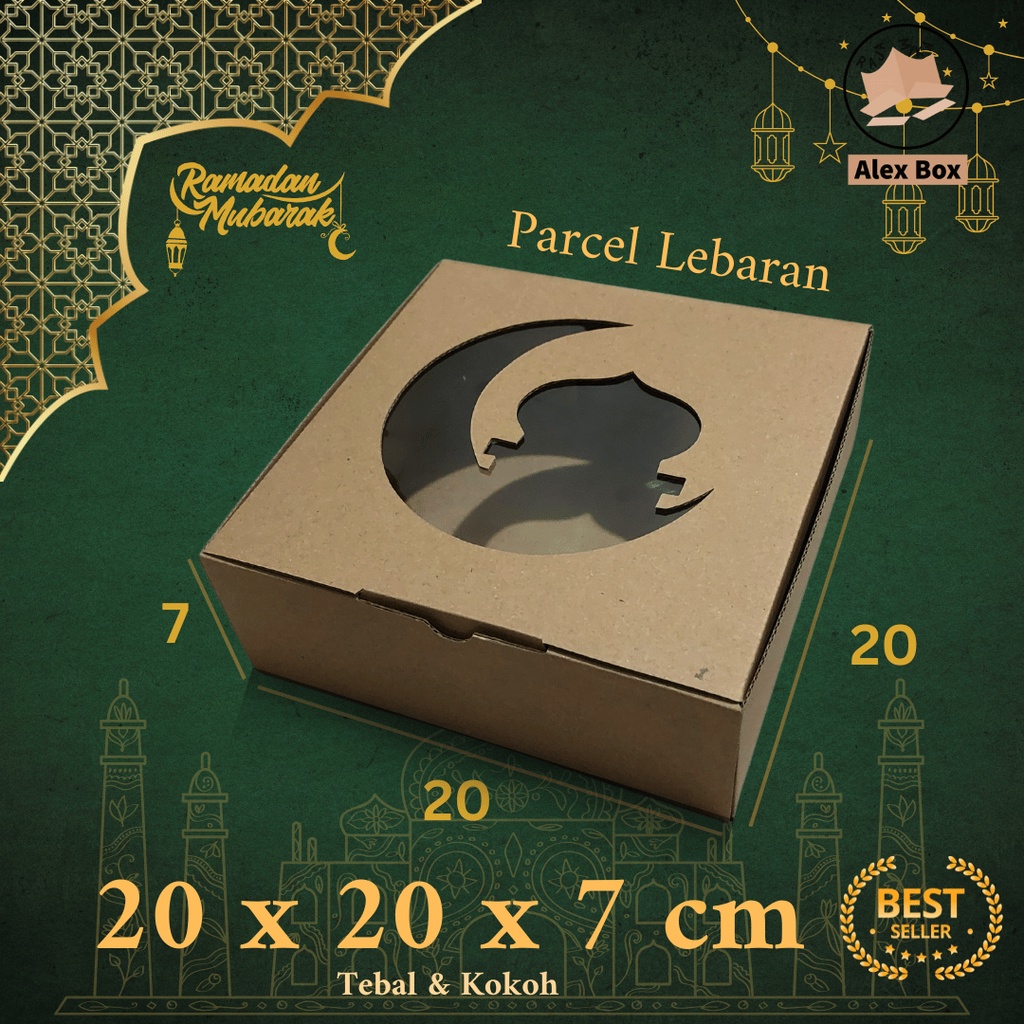 

Kardus Parcel Lebaran Ukuran 20 x 20 x 7 cm | Box Mika Hampers Idul Fitri | Diecut Hantaran Kue