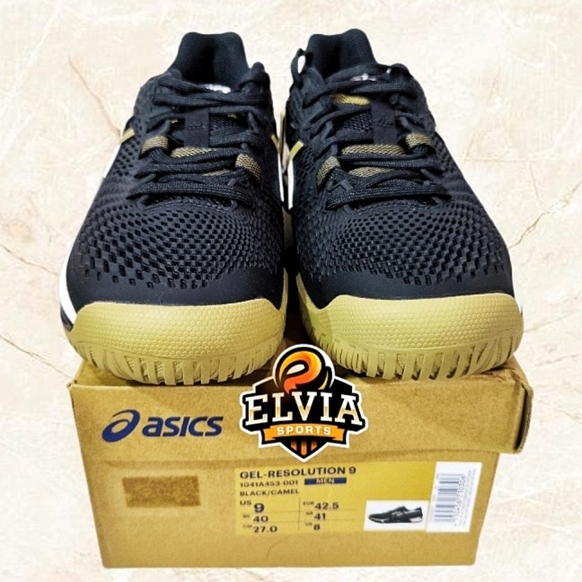 Terlaris Sepatu Tenis ASICS GEL RESOLUTION 9 Men Hugo BOSS Black Camel original